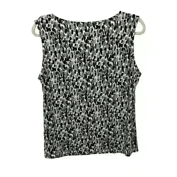 Charter Club Womens XL Black Brown Gray Sleeveless Blouse Draped Front Geometric - Picture 11 of 11